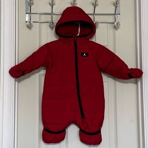 Jordan Jumpman Red & Black 6 Month Kids One Piece Lined Puffer Snowsuit